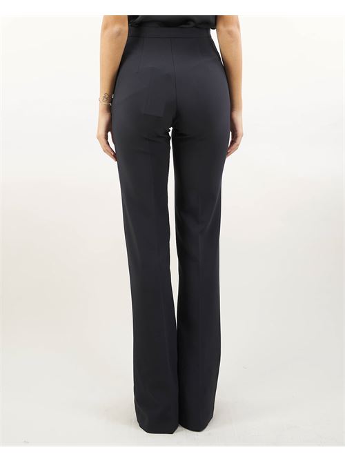 Palazzo trousers in stretch crepe with logo rivet Elisabetta Franchi ELISABETTA FRANCHI | Pants | PA02546E2110